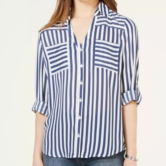 BCX women's striped button down shirt XL - Picture 1 of 4